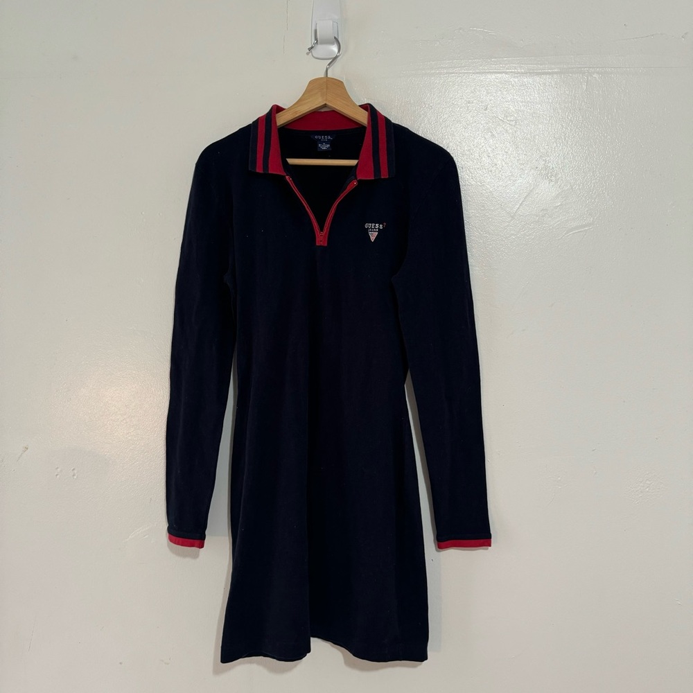 S Guess Long Sleeve Zip Collar Dress